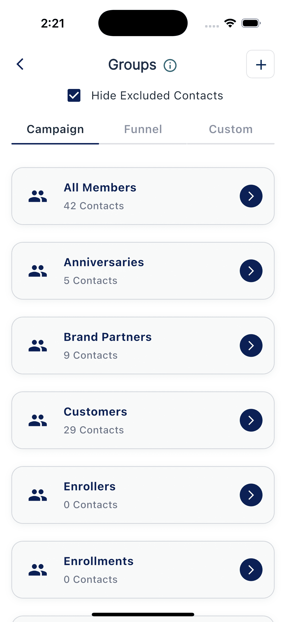 Simple Downline — Contact groups